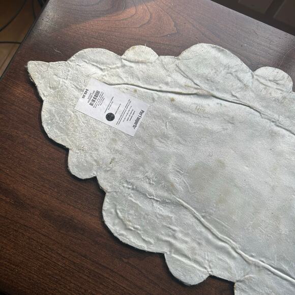 Pier 1 Hand Beaded Table Runner White Silver Luxury Tableware 12x39” - Picture 13 of 16